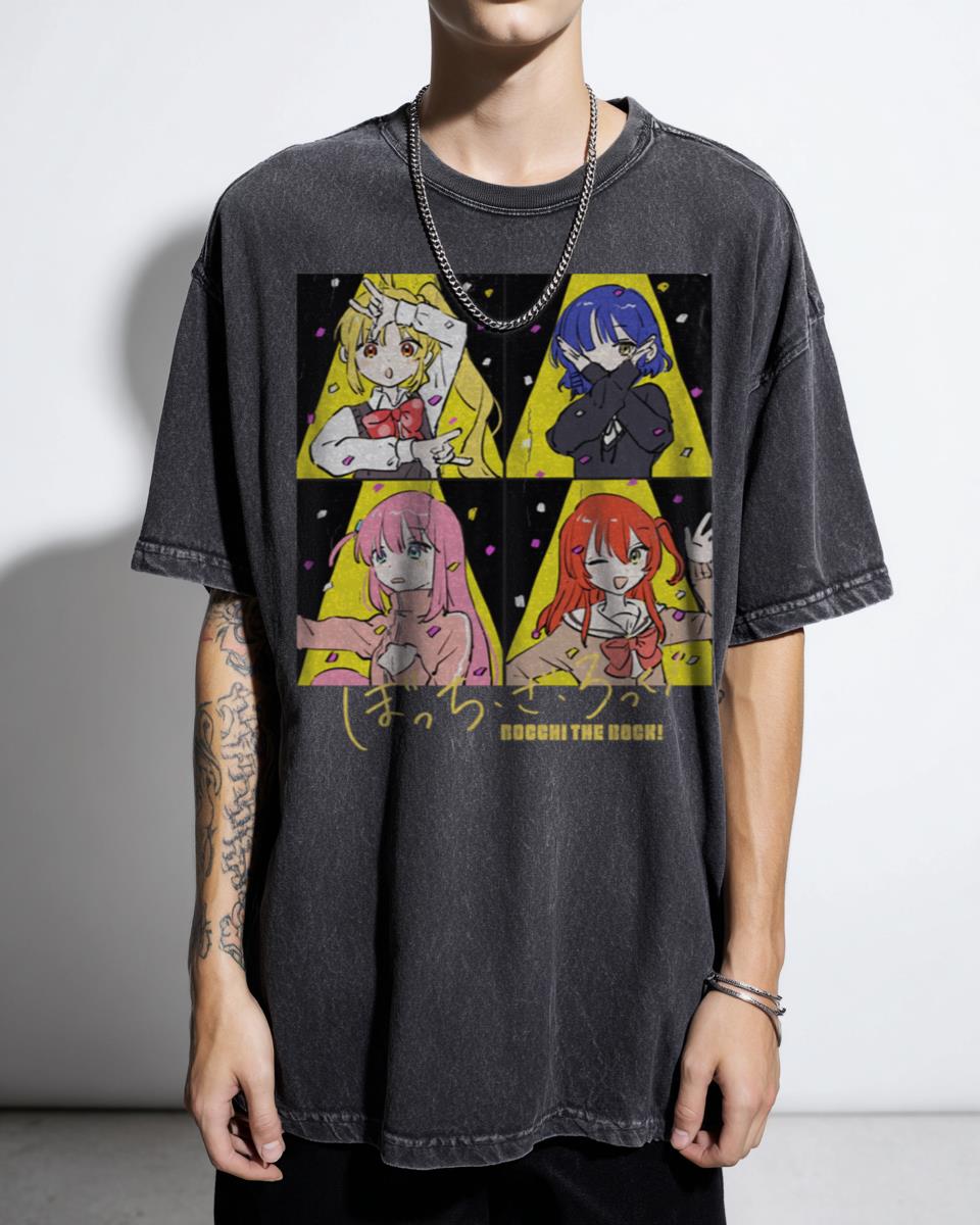 Cute Bocchi the Rock! Hitori Gotou Anime Girl Peeker T-Shirt - Kawaii Musical Fan Unisex