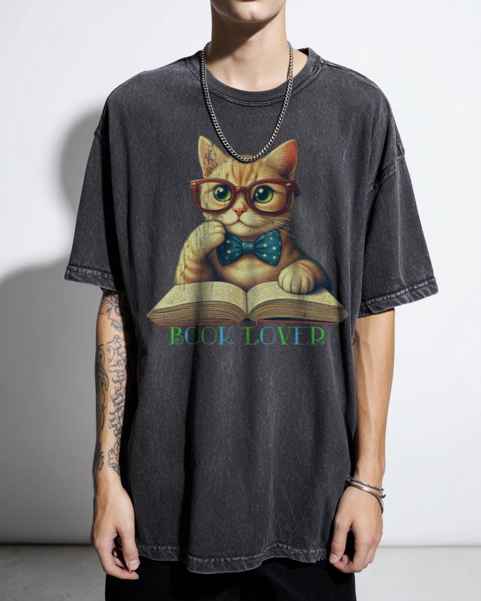 Cute Book Lover Cat Avatar T-Shirt - Bookworm Catlover Gift