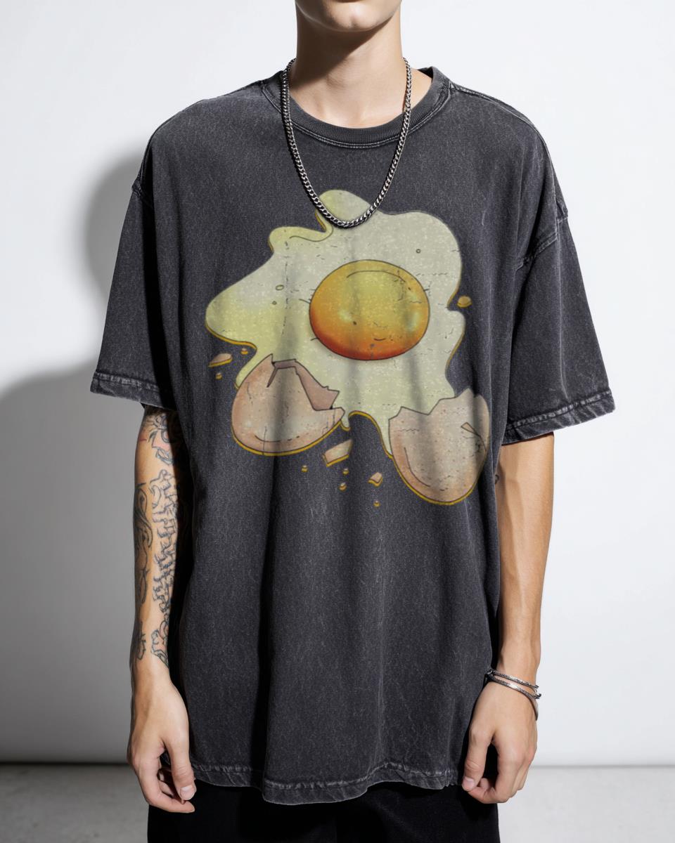 Cute Broken Egg Kawaii Food T-Shirt - Funny Breakfast Cartoon Meme