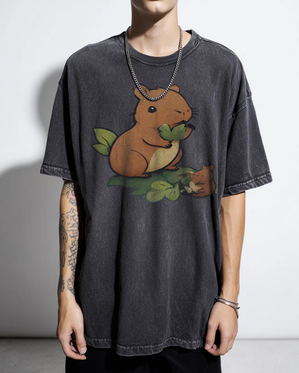 Cute Capybara Charming Creature Art T-Shirt - Adorable Animal Lover Gift Unisex