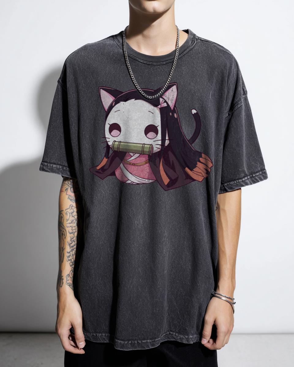 Cute Chibi Blood Demon Cat T-Shirt - Demon Slayer Nezuko Parody