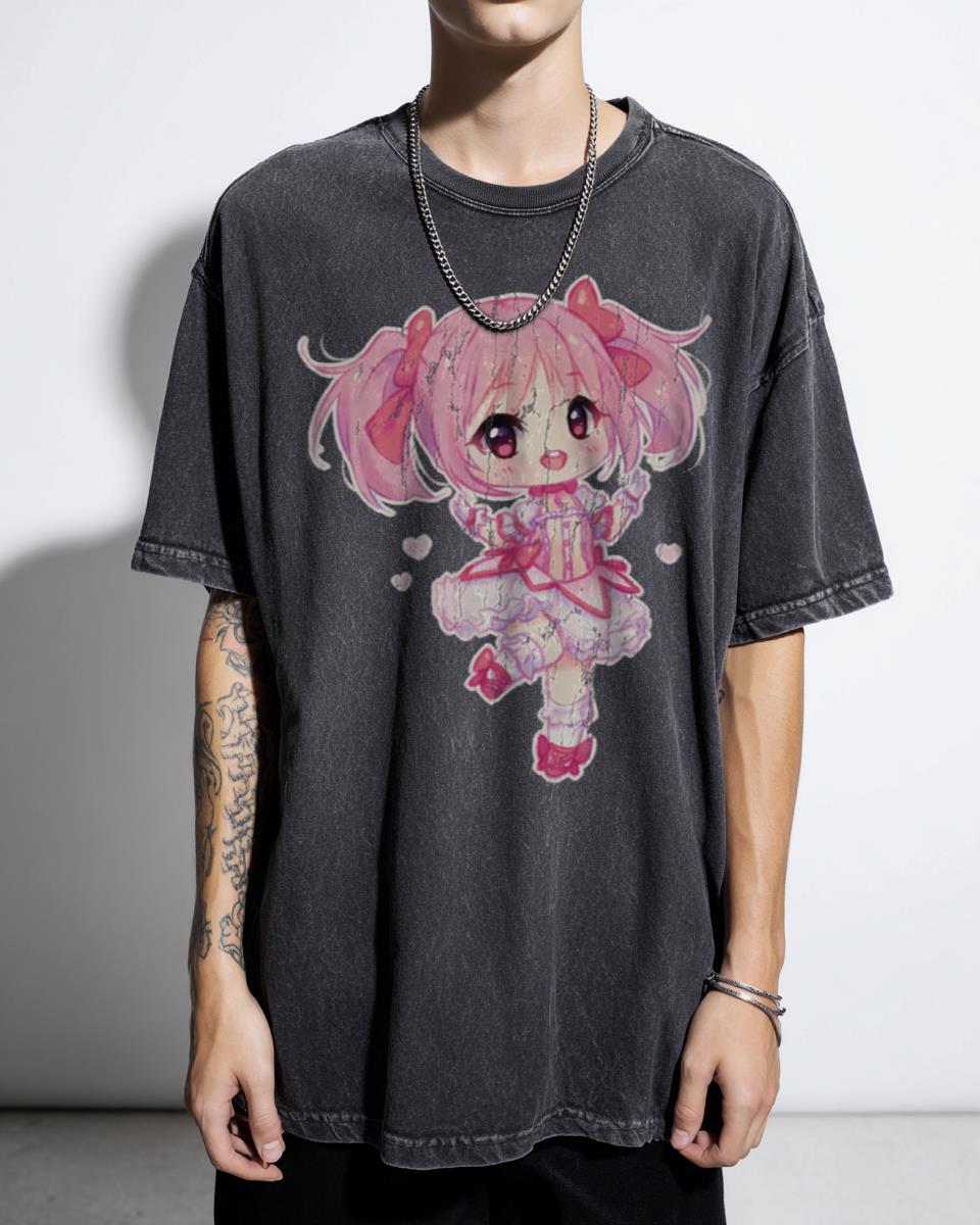 Cute Chibi Doodle Madoka Anime T-Shirt - Magical Girl Kawaii Art