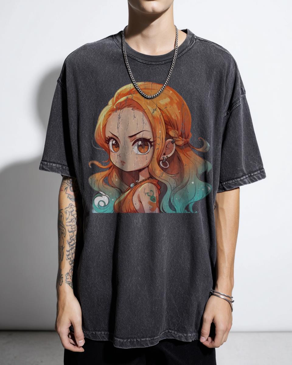 Cute Chibi Nami One Piece Anime T-Shirt - Kawaii Pirate Waifu Fan Apparel
