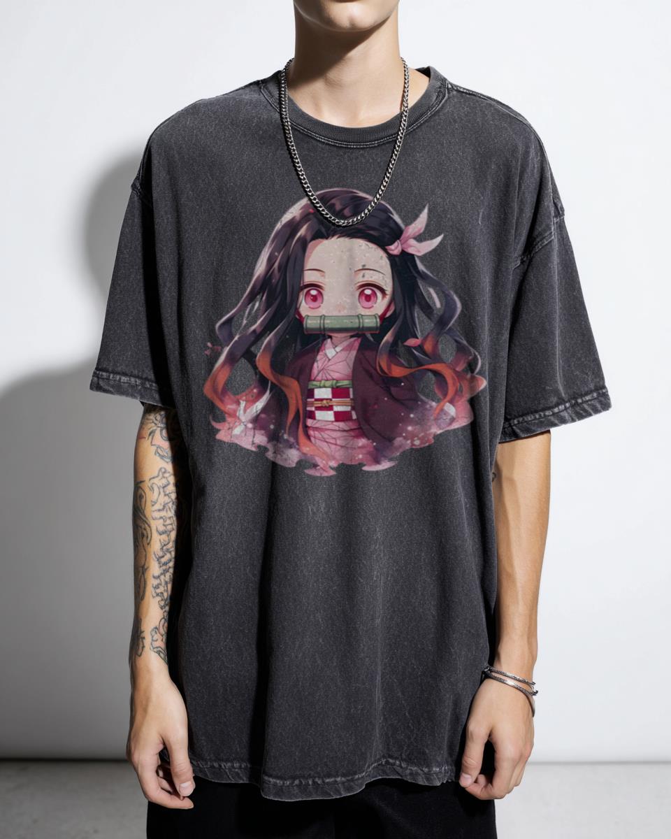 Cute Chibi Nezuko Demon Slayer Anime T-Shirt - Kawaii Waifu Fan Apparel