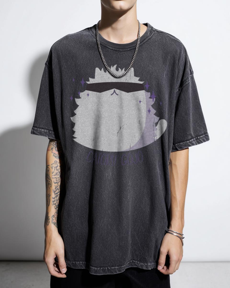 Cute Chibi Satoru Gojo Cat Jujutsu Kaisen T-Shirt - Anime Fan Art