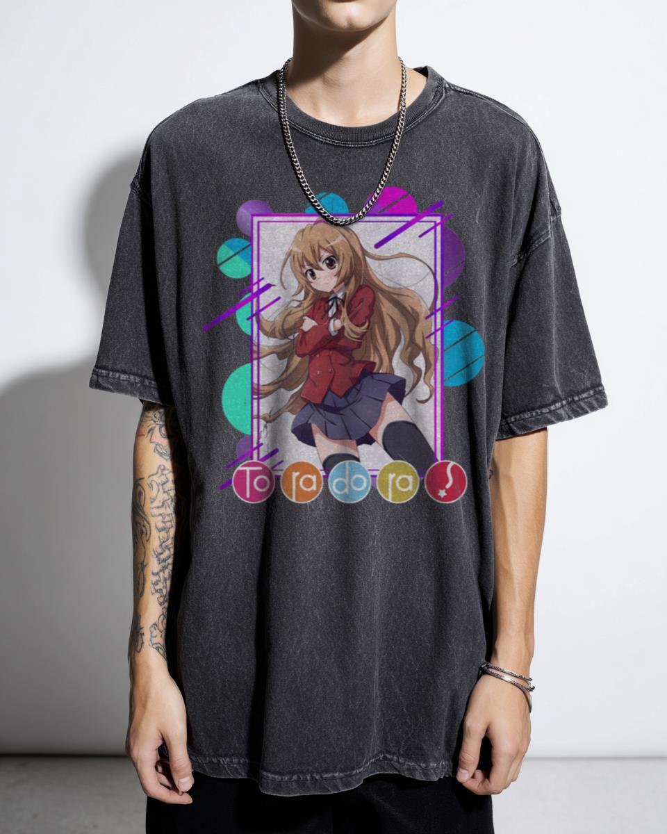 Cute Colorful Toradora Anime Manga Graphic T-Shirt - Funny Tiger Cat Japanese