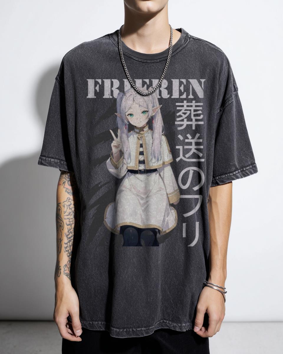 Cute Elf Mage Frieren-san Anime Manga T-Shirt - Frieren Beyond Journey's End Fan Tee