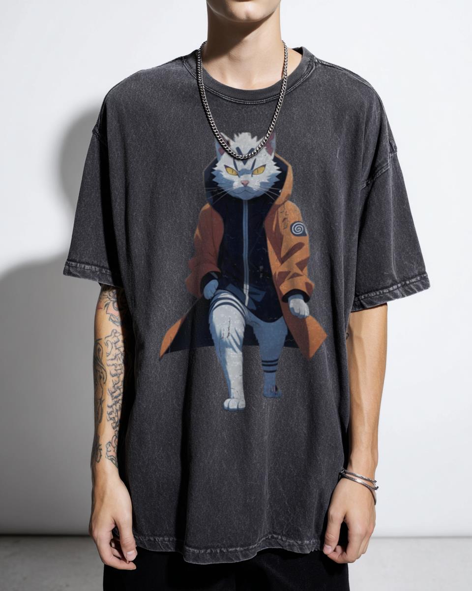 Cute Feline Leaf Ninja Cat T-Shirt - Naruto Shippuden Anime Lover Tee Unisex