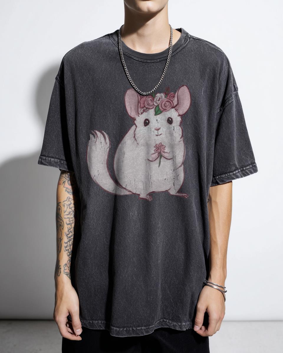 Cute Flower Chinchilla T-Shirt | Adorable Rodent Flower Crown Tee