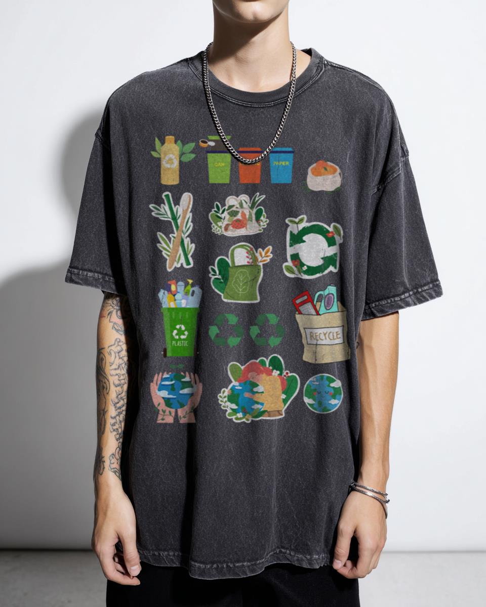 Cute 'Go Green' Recycle Themed T-Shirt - Eco-Friendly Zero Waste Apparel