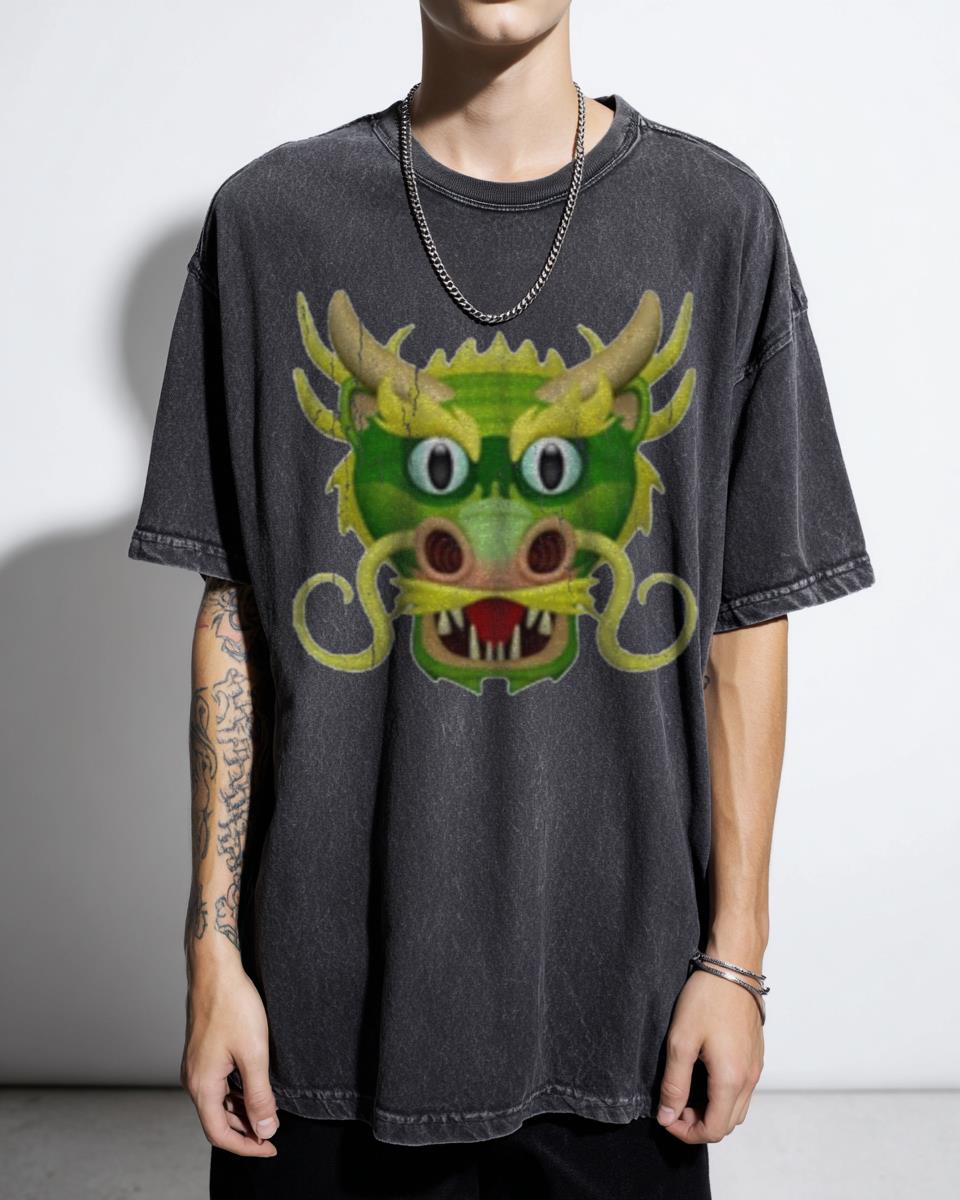 Cute Green Dragon Emoji Tee | Trendy Aesthetic Graphic