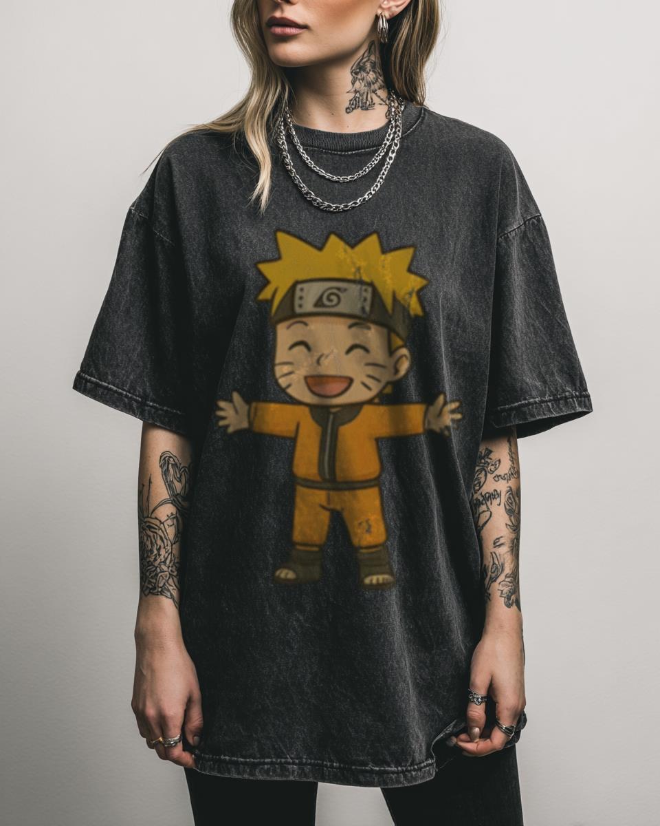 Cute Huggy Naruto Anime Fan Art Graphic Tee