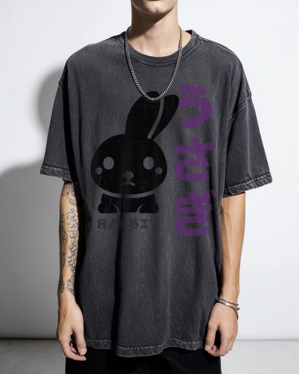 Cute Japanese Purple Rabbit Anime T-Shirt - Kawaii Asian Style Unisex