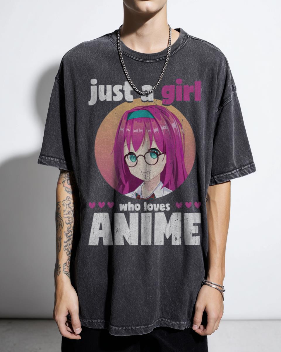 Cute "Just a Girl Who Loves Anime" Graphic T-Shirt - Funny Manga Fan Gift for Her