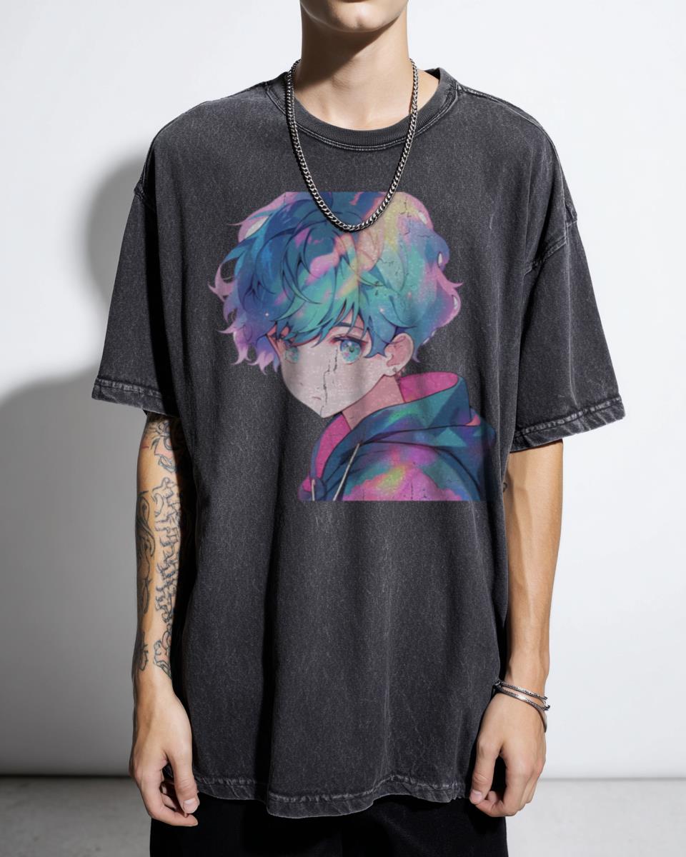 Cute Kawaii Anime Boy T-Shirt - Japanese Manga Style Graphic Tee for Teens