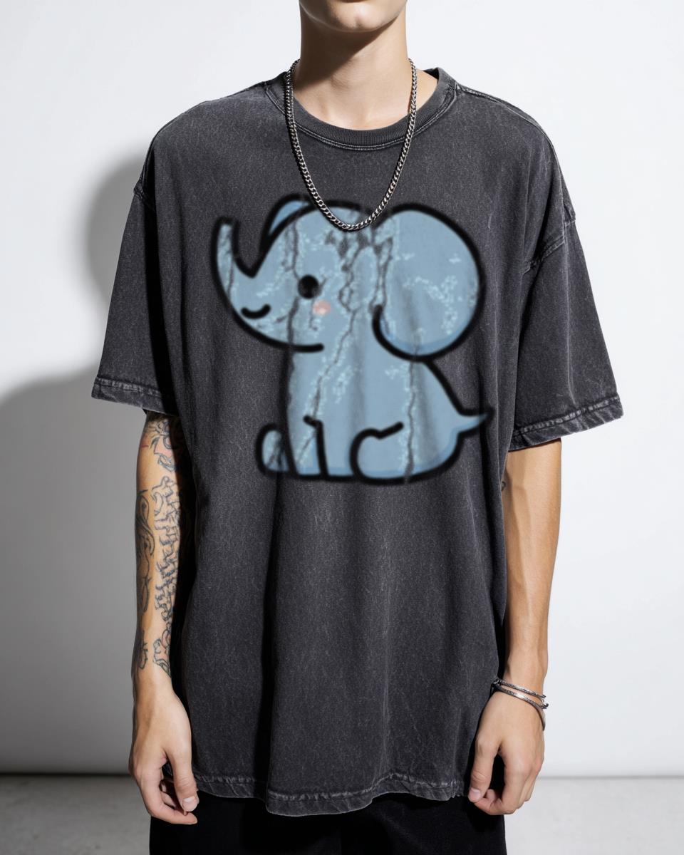 Cute Kawaii Baby Elephant T-Shirt - Pastel Safari Zoo Animal Gift for Kids