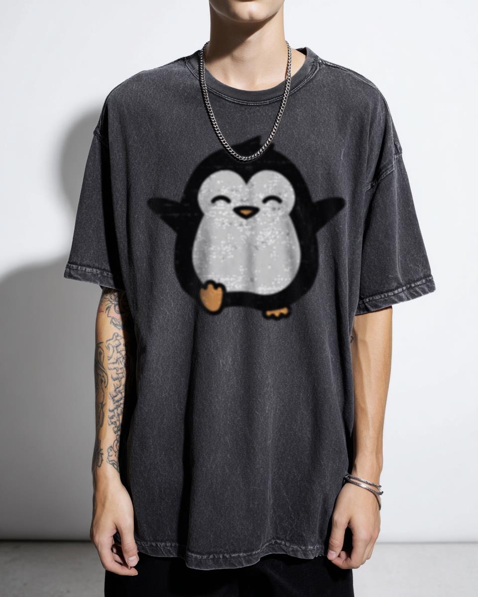 Cute Kawaii Baby Penguin Cartoon T-Shirt - Winter Animal Lover Unisex Kids