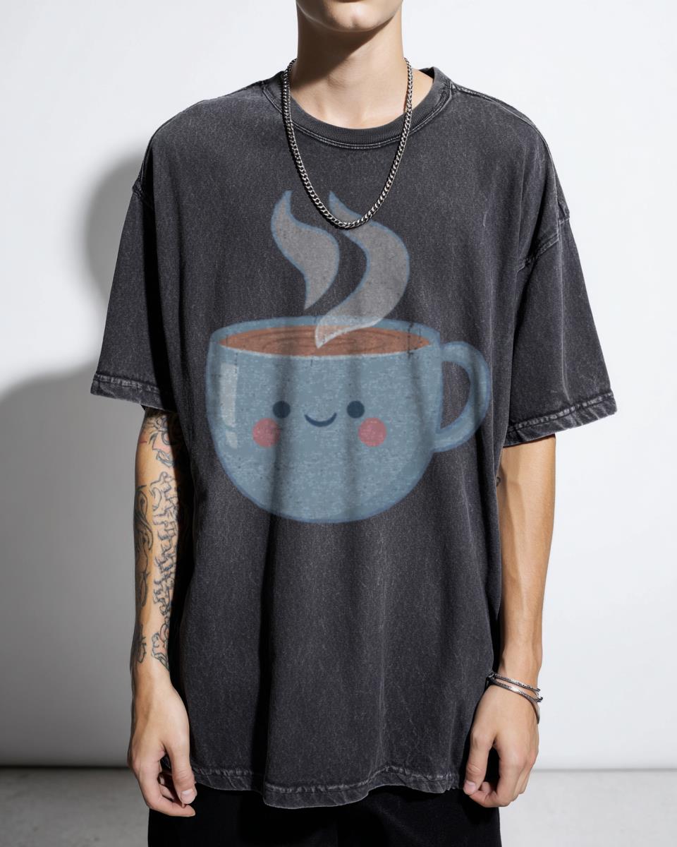 Cute Kawaii Coffee Cup T-Shirt - Adorable Breakfast Food Art