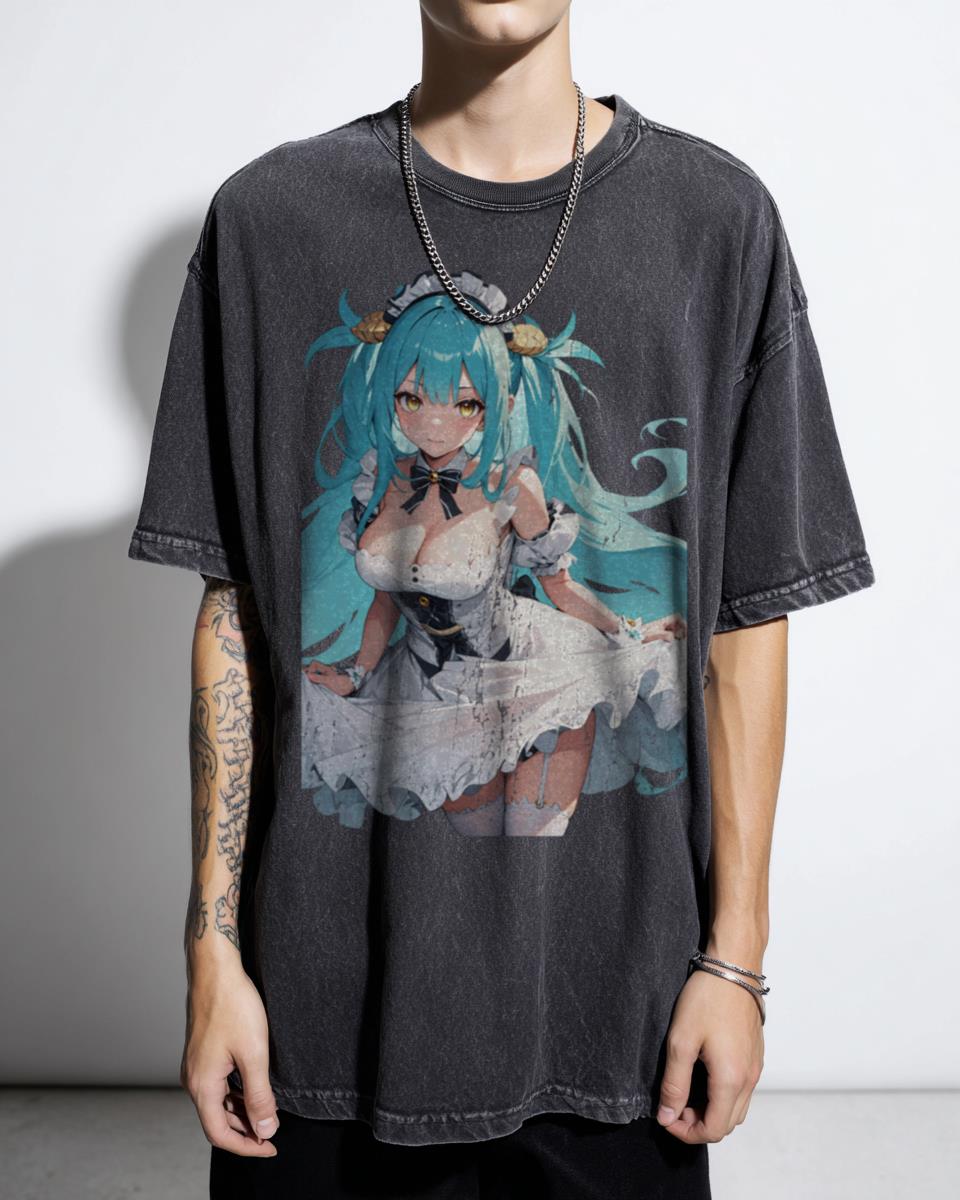 Cute Kawaii Neptune Azur Lane Maid T-Shirt - Anime Waifu Gaming Fanart