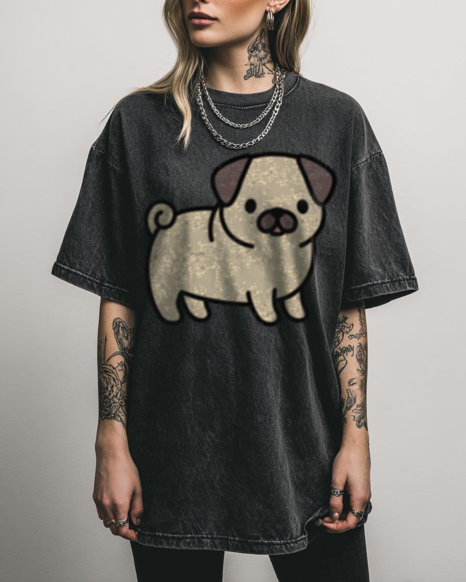 Cute Kawaii Purple Pug Puppy Cartoon T-Shirt – Aesthetic Dog Lover Unisex Kids