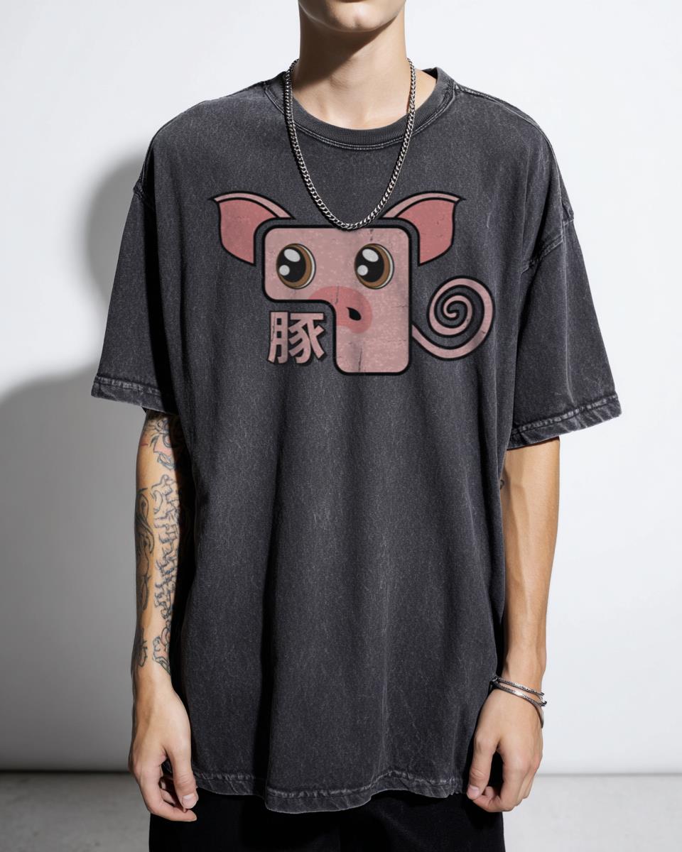 Cute Manga Pig Anime T-Shirt - Kawaii Farm Animal Graphic Tee Unisex