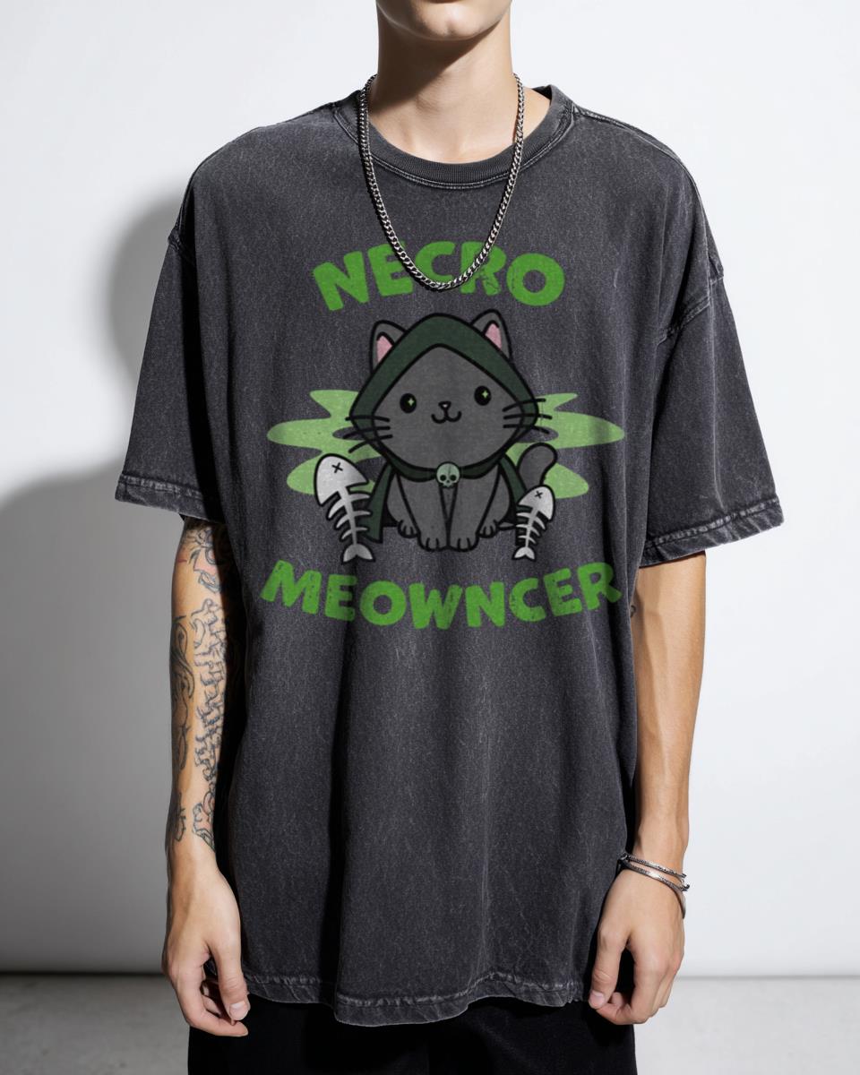 Cute Necromeowncer Necromancer Cat D&D RPG T-Shirt - Dungeon Meowster Gift