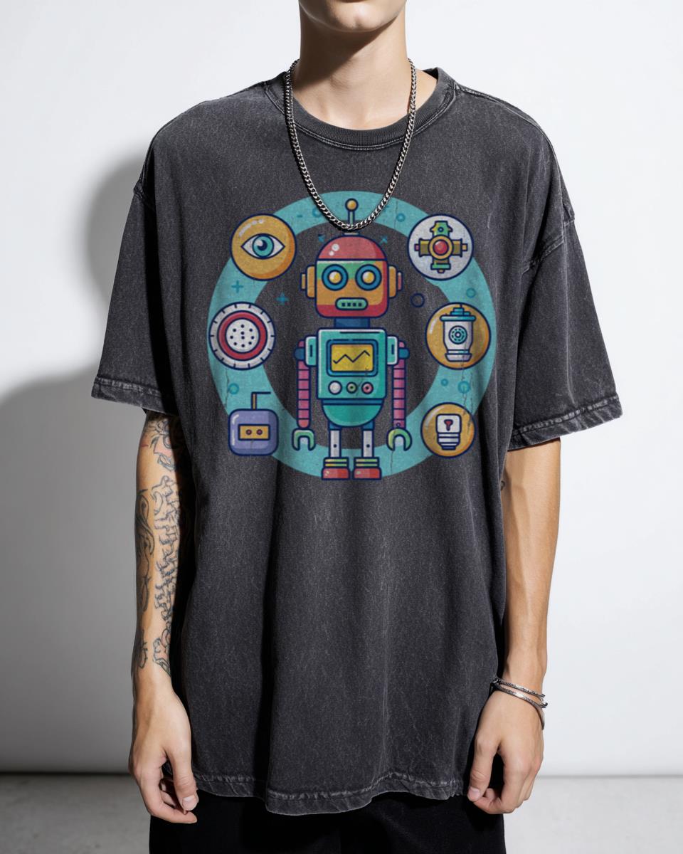 Cute Robot Cartoon T-Shirt - AI Technology Character Innovation Art