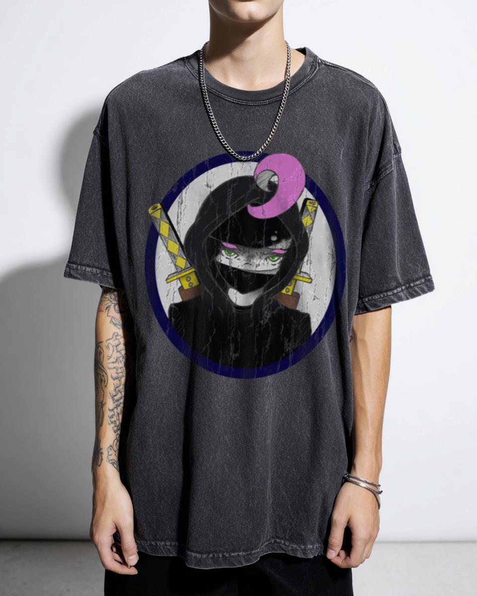 Cute Sad Panda Ninja Anime T-Shirt - Annoyed Katana Manga Art