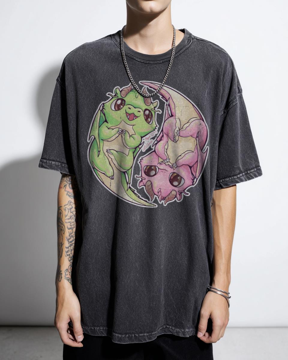 Cute Squishy Dragons T-Shirt - Matcha Strawberry Sweet Fantasy Art
