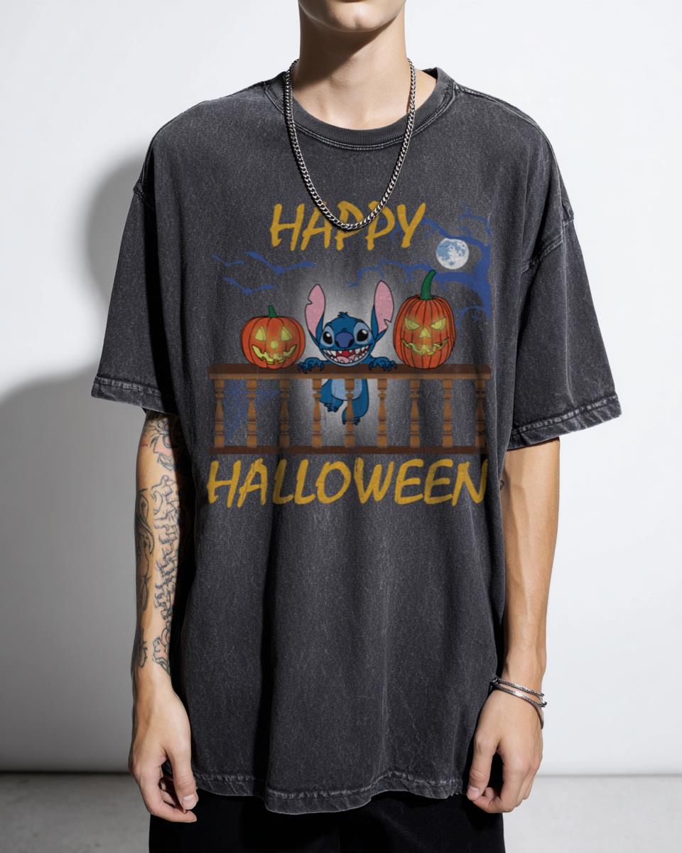 Cute Stitch Halloween Jack O'Lantern T-Shirt - Disney Spooky Kids & Adults