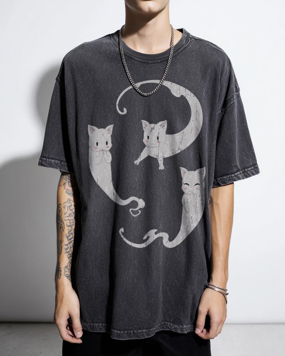 Cute Tube Kittens Anime T-Shirt - Kakuriyo Bed & Breakfast Ghost Cat Manga Tee