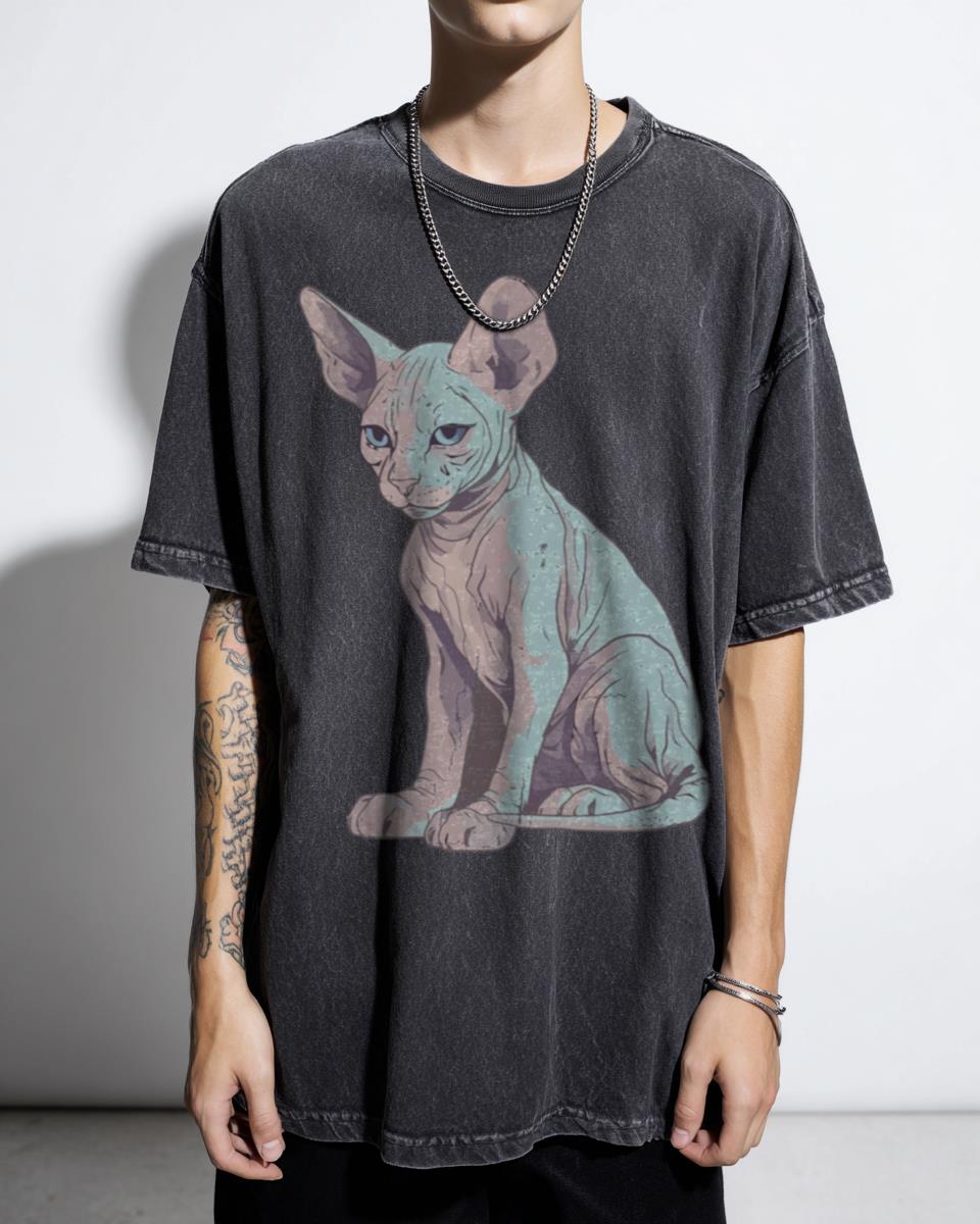 Cute Watercolor Sphinx Hairless Cat T-Shirt - Adorable Kawaii Kitten Art