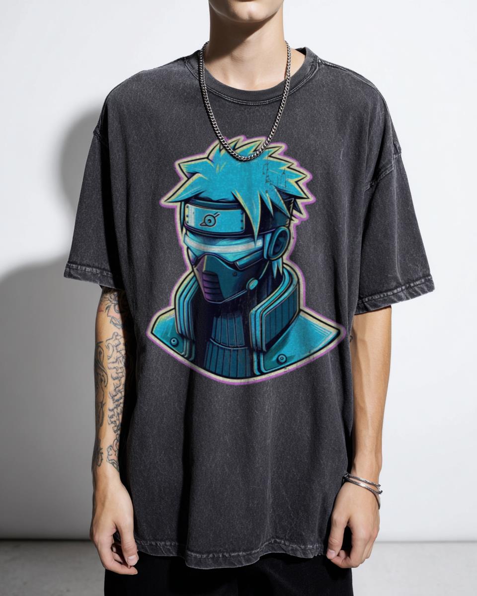 Cyberpunk Robot Ninja Kakashi T-Shirt - Futuristic Sci-Fi Shinobi Tee