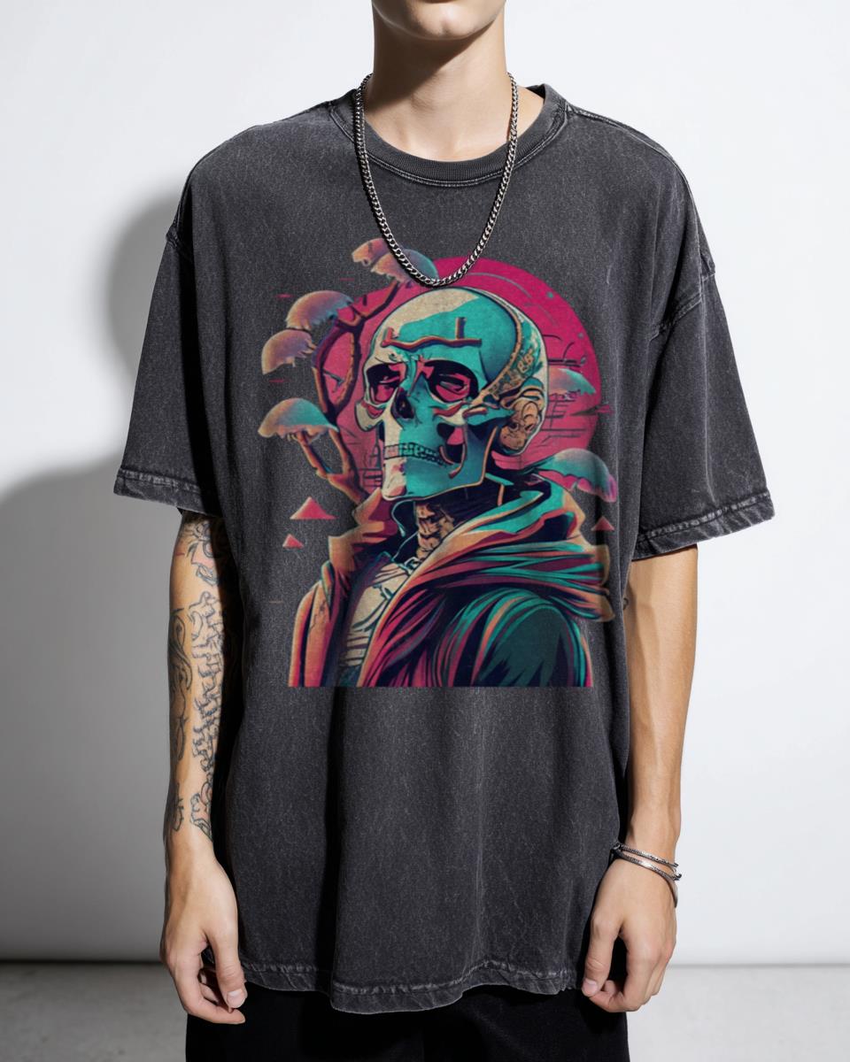Cyberpunk Skeleton T-Shirt - Japanese Samurai Style Art