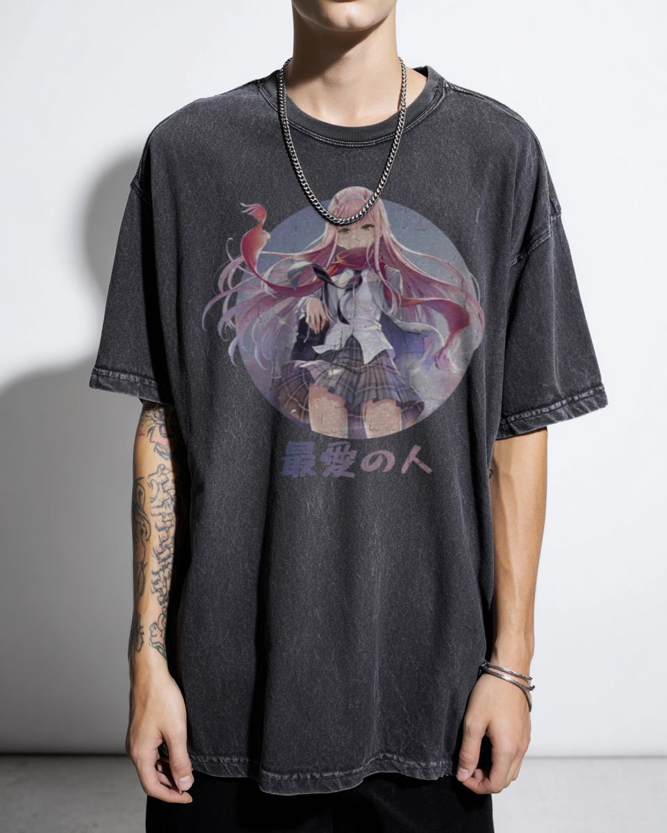 DARLING IN THE FRANXX 02 Sad Japanese Anime Aesthetic T-Shirt - Edgy Goth Manga Unisex