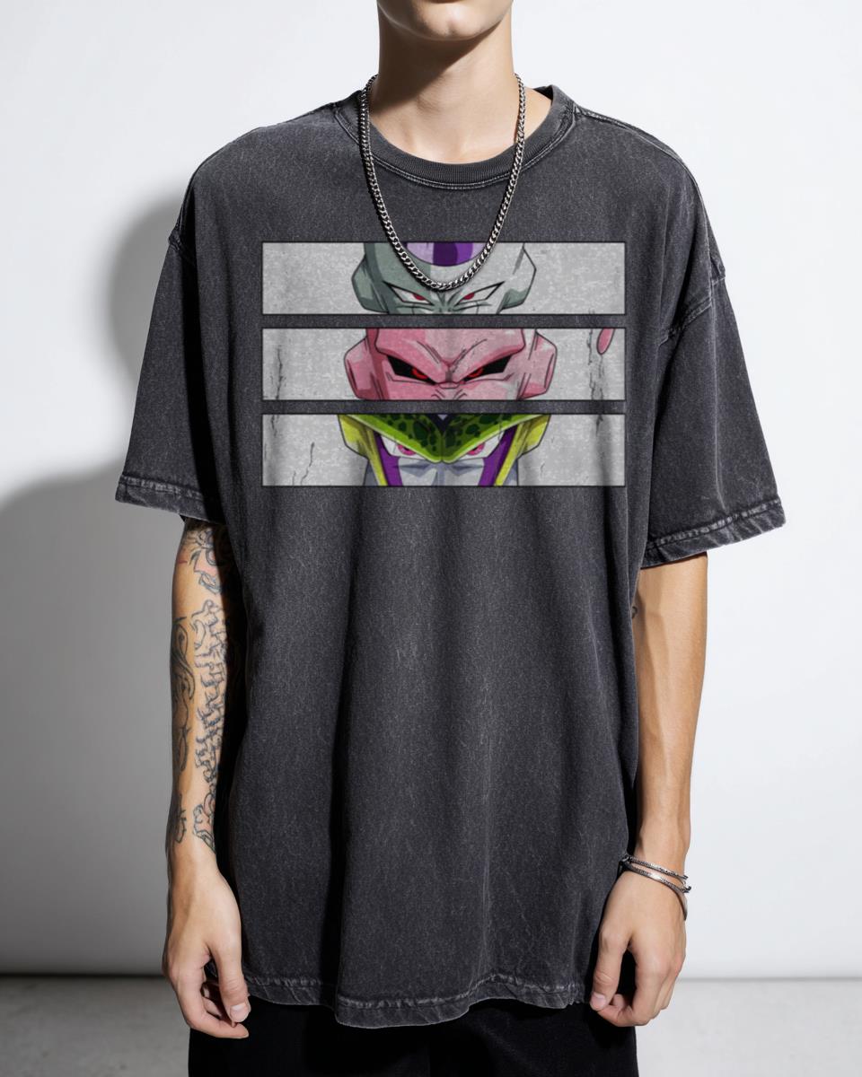 DBZ Villains Anime Manga Art T-Shirt - Dragon Ball Z Goku Vegeta Fan Gear