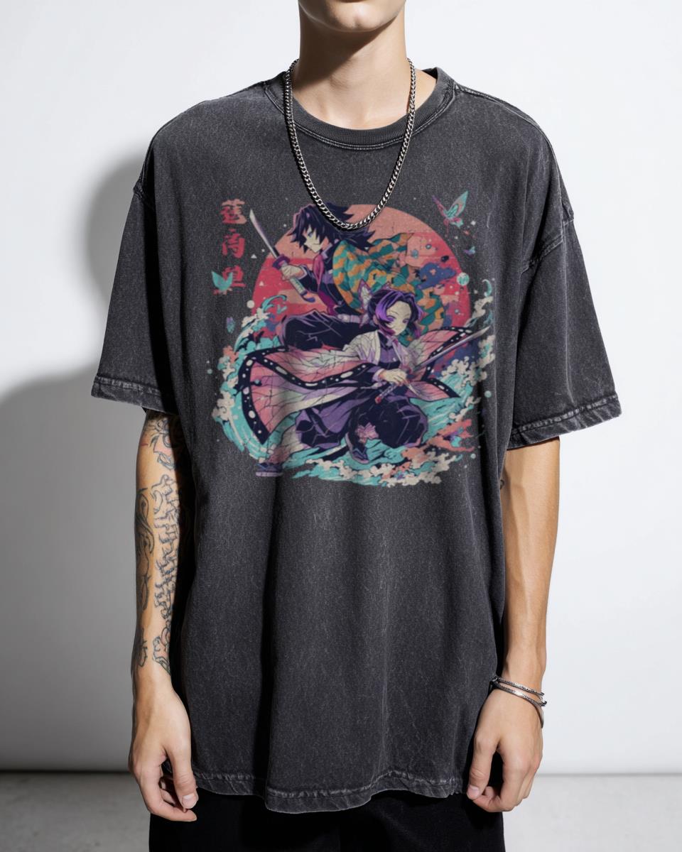 Demon Slayer Giyushino Anime T-Shirt - Giyu Tomioka & Shinobu Kocho AI Art Fandom
