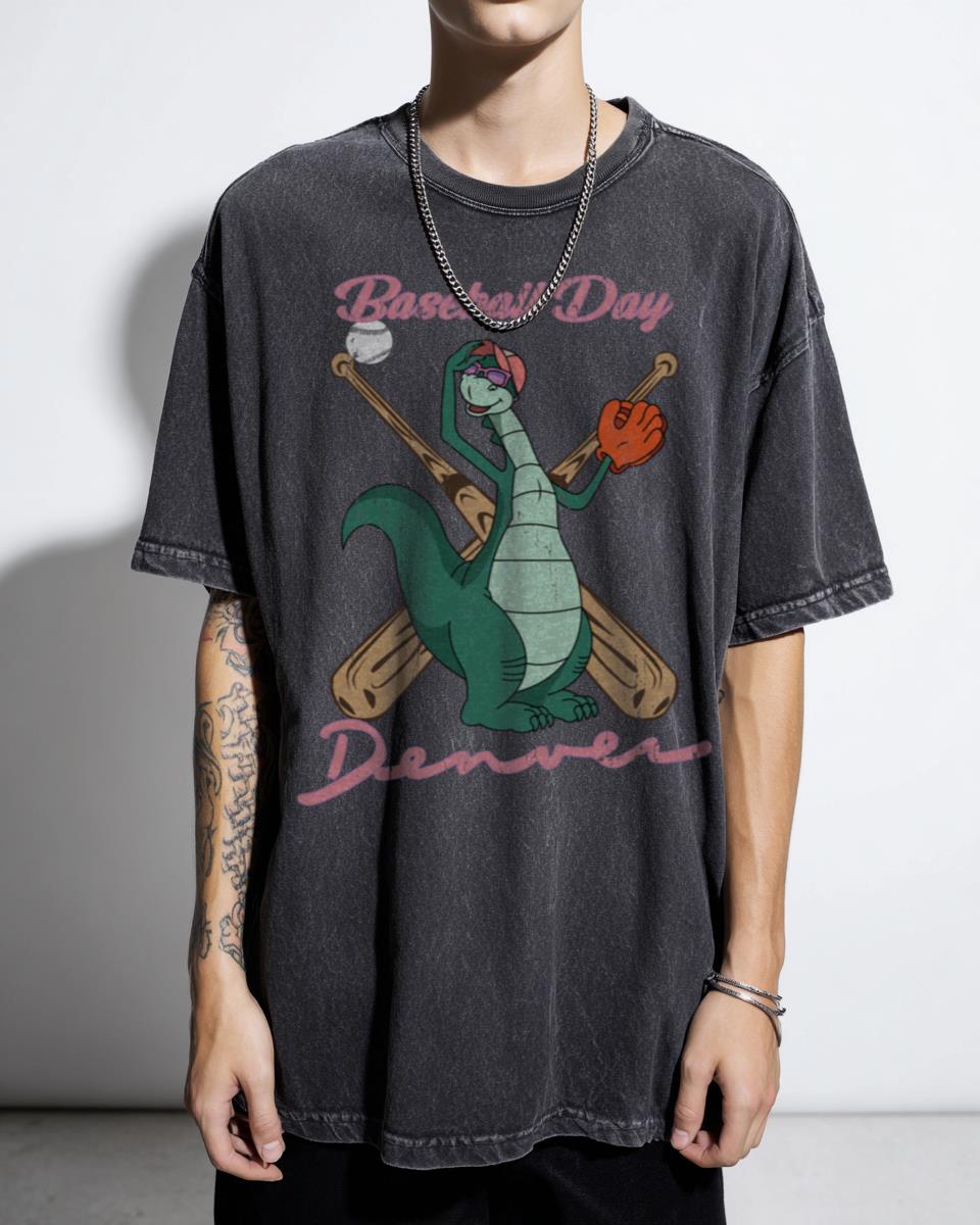 Denver The Last Dinosaur Baseball T-Shirt - 80s Cartoon Funny Dino Tee