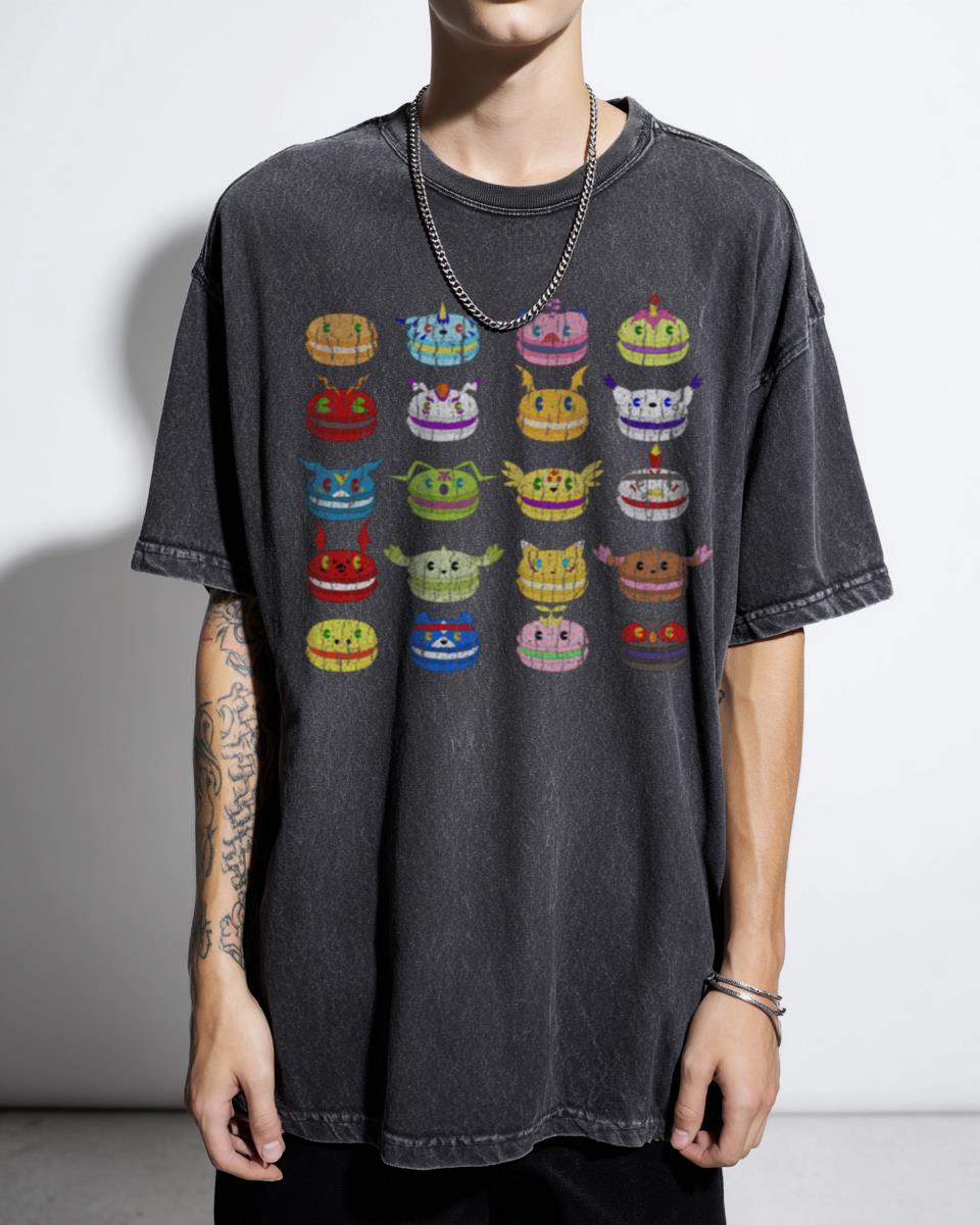 Digimon Desserts Anime T-Shirt | Agumon Macaron Graphic Tee
