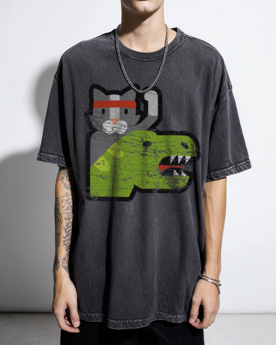 Dinosaur Ninja Cat T-Shirt | Kawaii T-Rex & Cute Pet Tee