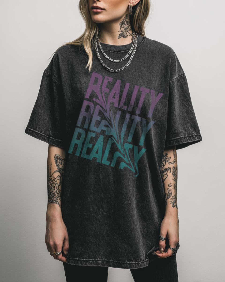 Distorted Reality Illusion T-Shirt – Psychedelic Typographic Abstract Art