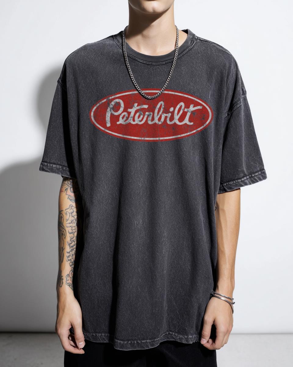 Distressed Peterbilt Logo Tee | Vintage Trucker Big Rig Shirt