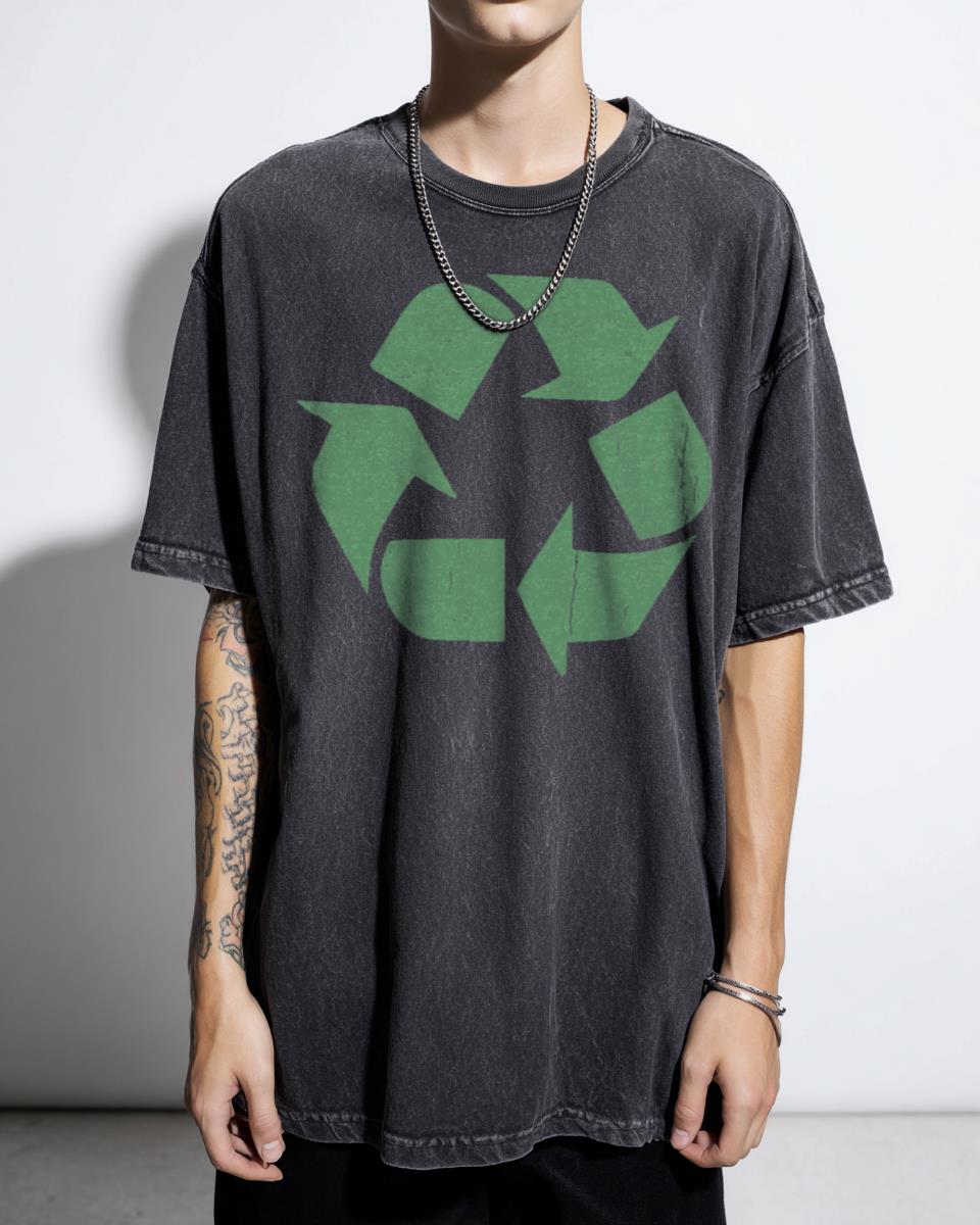 Distressed Recycle Symbol Graphic T-Shirt - Earth Day Environment Gift Unisex