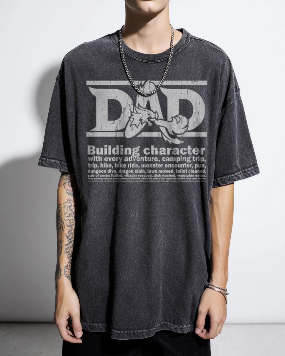 DND Dad 'Building Character' RPG Gamer T-Shirt - Dungeons and Dragons Father Gift