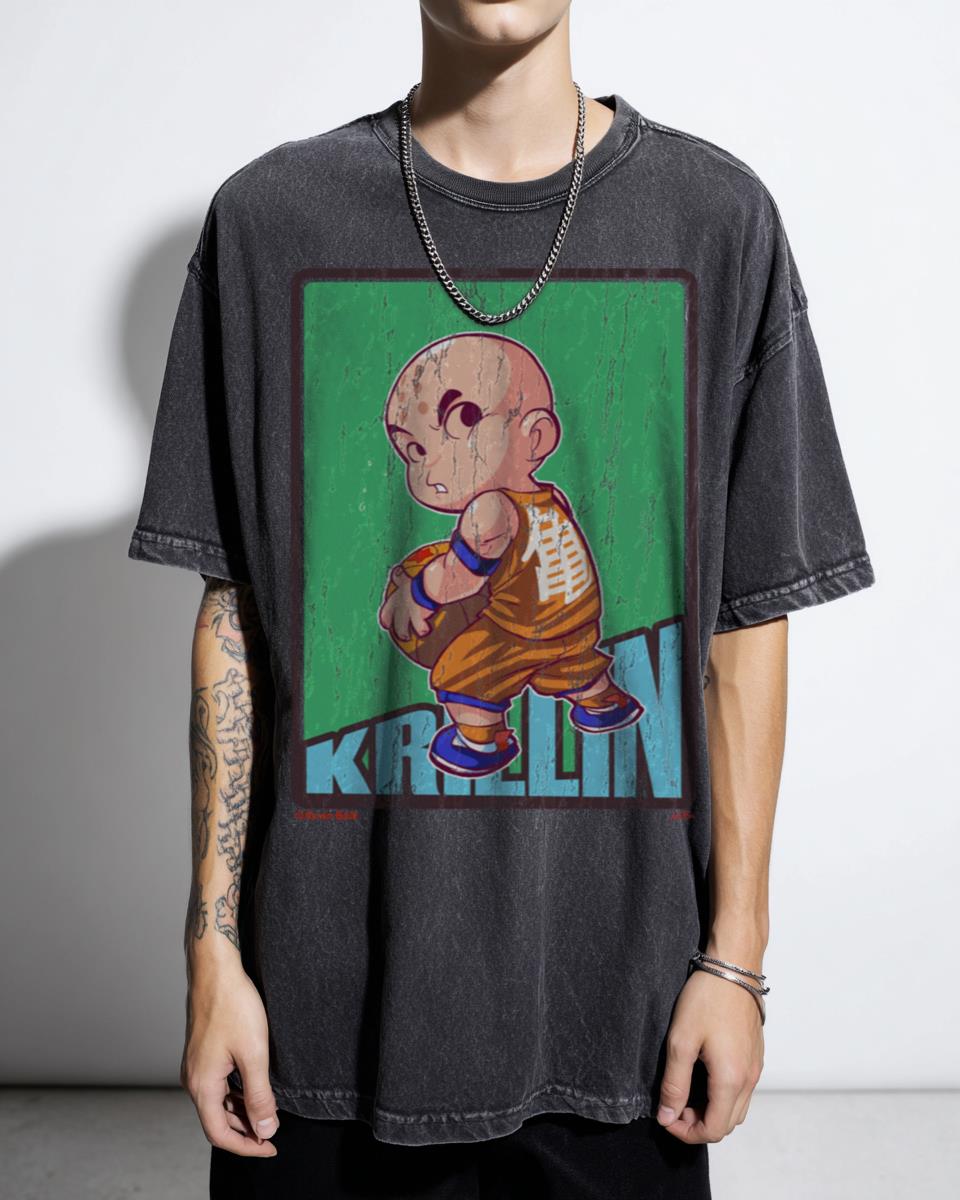 Dragon B-Ball Krillin Basketball Parody Anime T-Shirt - Funny DBZ Sports Fan Gift