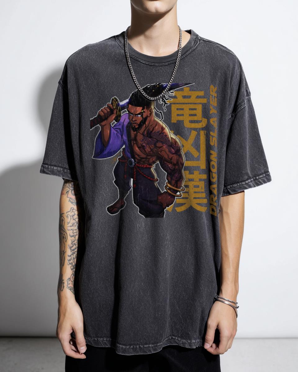 Dragon Slayer Samurai Warrior Anime T-Shirt - Dark Fantasy Manga Men