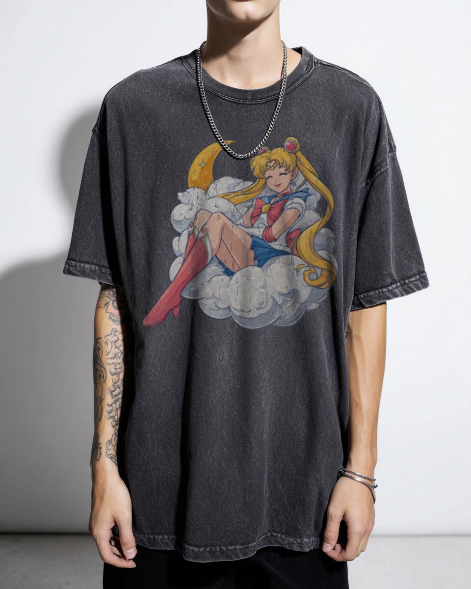 Dreamy Sailor Moon Crescent Moon Cloud Anime T-Shirt - Serene Usagi Tsukino Magical Girl
