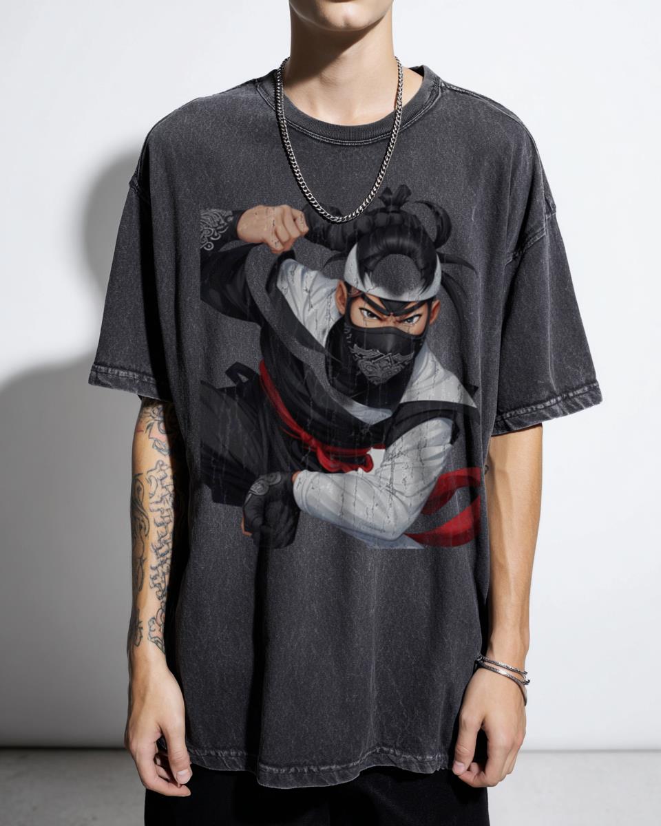 Dynamic White and Black Ninja Martial Arts Graphic T-Shirt - Karate Fan Unisex