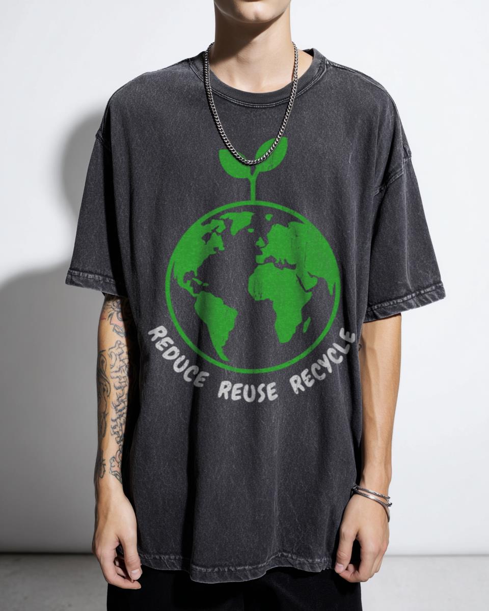Earth Day Reduce Reuse Recycle Eco-Friendly T-Shirt - Green Nature Lover Apparel