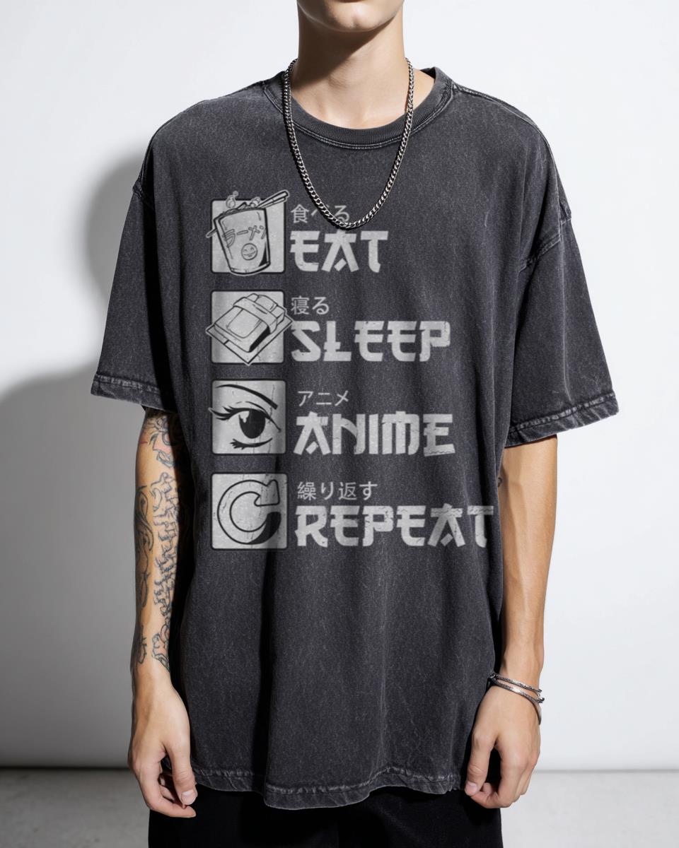 Eat Sleep Anime Repeat Funny Japanese Manga T-Shirt - Otaku Life Apparel Unisex